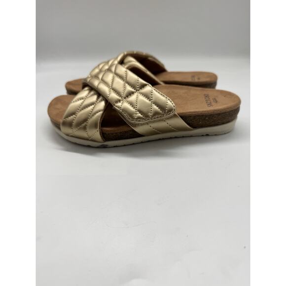 NWB Earth Origins Oceana Gold Quilted Slip On Strappy Sandals Women’s Size 6 - Picture 4 of 9